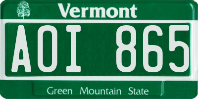 VT license plate AOI865