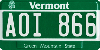 VT license plate AOI866
