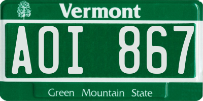 VT license plate AOI867