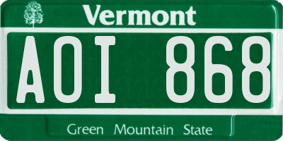 VT license plate AOI868