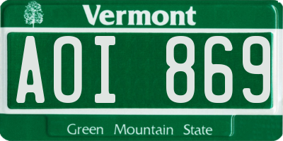VT license plate AOI869