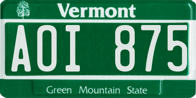 VT license plate AOI875