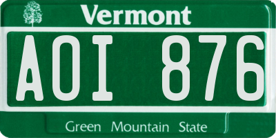 VT license plate AOI876
