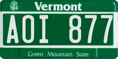VT license plate AOI877