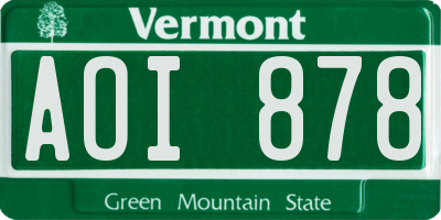 VT license plate AOI878