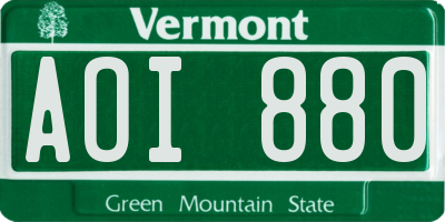VT license plate AOI880