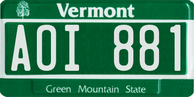VT license plate AOI881