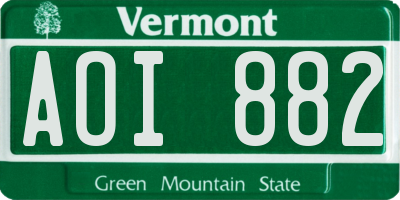 VT license plate AOI882