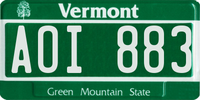VT license plate AOI883