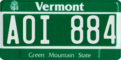 VT license plate AOI884