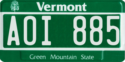 VT license plate AOI885