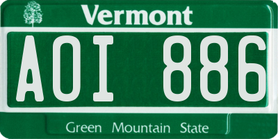 VT license plate AOI886