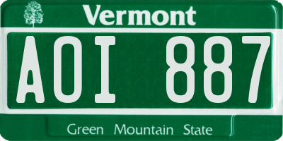 VT license plate AOI887