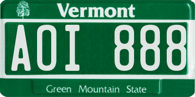 VT license plate AOI888