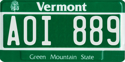 VT license plate AOI889