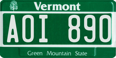 VT license plate AOI890