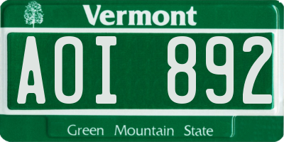 VT license plate AOI892