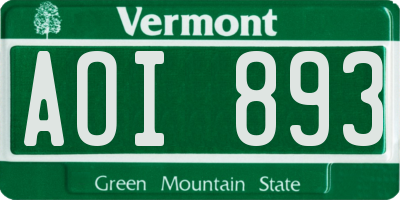 VT license plate AOI893