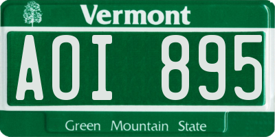 VT license plate AOI895