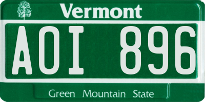 VT license plate AOI896
