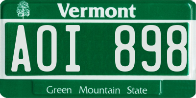 VT license plate AOI898