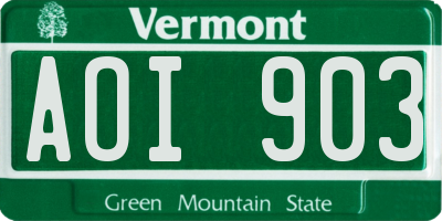 VT license plate AOI903