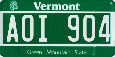 VT license plate AOI904