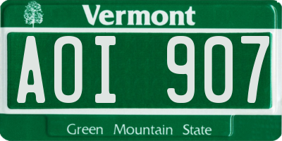 VT license plate AOI907