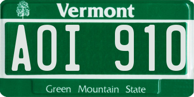 VT license plate AOI910