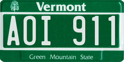 VT license plate AOI911