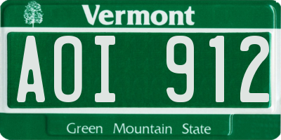 VT license plate AOI912