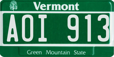 VT license plate AOI913