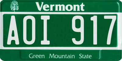 VT license plate AOI917
