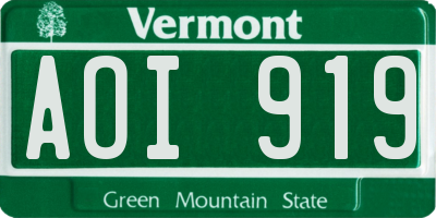 VT license plate AOI919