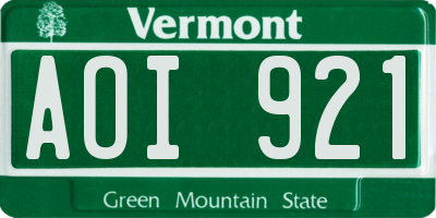 VT license plate AOI921