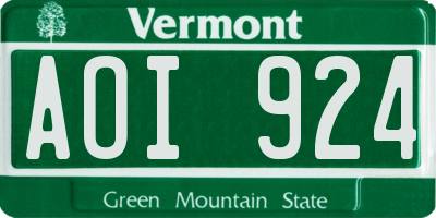 VT license plate AOI924
