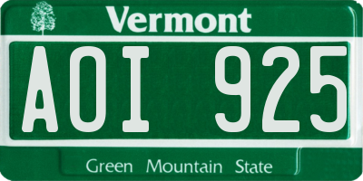 VT license plate AOI925