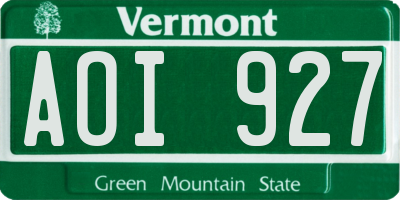 VT license plate AOI927
