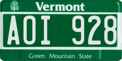 VT license plate AOI928