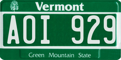 VT license plate AOI929