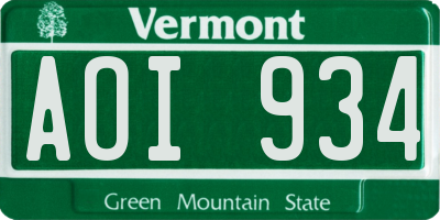 VT license plate AOI934