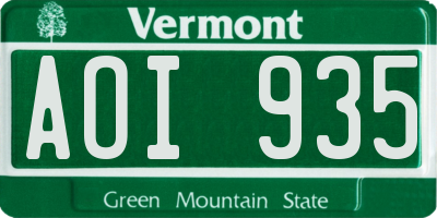 VT license plate AOI935