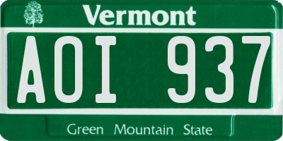 VT license plate AOI937