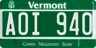 VT license plate AOI940