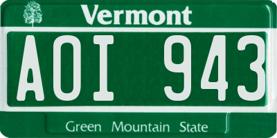 VT license plate AOI943