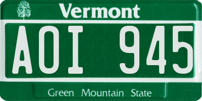VT license plate AOI945