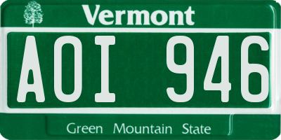 VT license plate AOI946