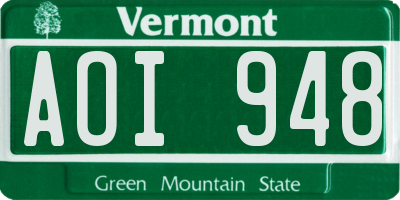 VT license plate AOI948