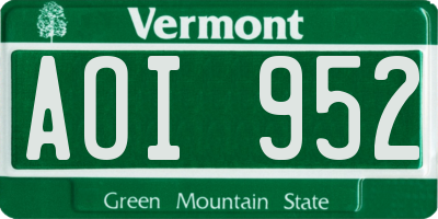 VT license plate AOI952