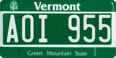 VT license plate AOI955